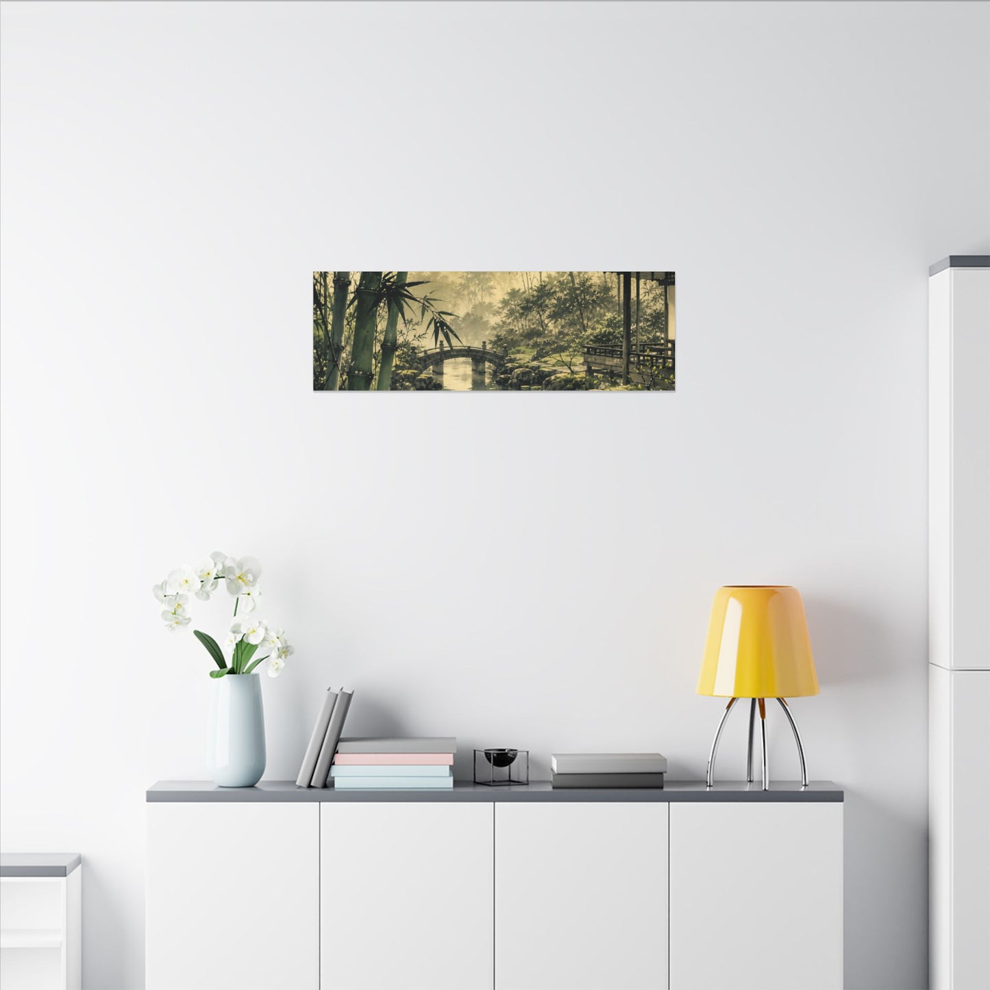 Moonlit Garden Sumi E Canvas Art | Calm Zen Art