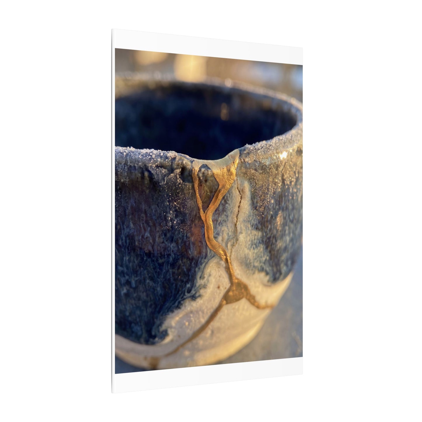 Winter Ceramic Bowl Gold Vein Canvas Art | Healing Decor