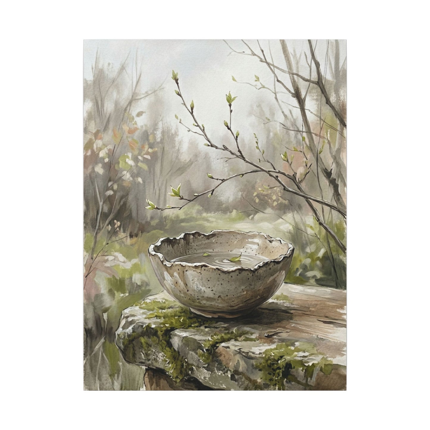 Japandi Ceramic Bowl in Overcast | Minimal Line Canvas Art