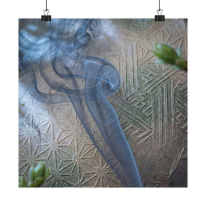 Kanso Incense Smoke Wall Art Print - Japandi Japanese Pattern