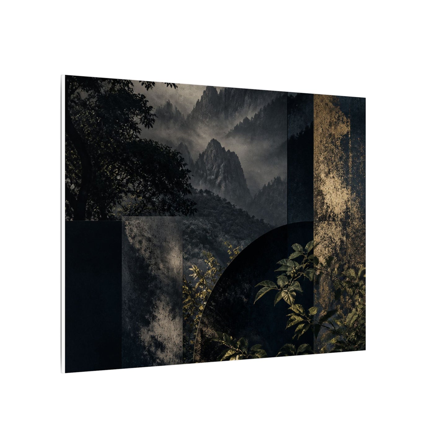 Mountain Mist Summer Canvas Art | Dark Japandi Atmospheric Design