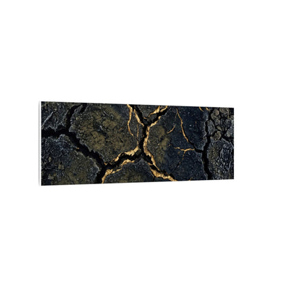 Overcast Cracked Earth Canvas Art - Dark Japandi Ma