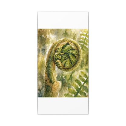 Japandi Fern Unfurling in Dappled | Watercolor Canvas Art