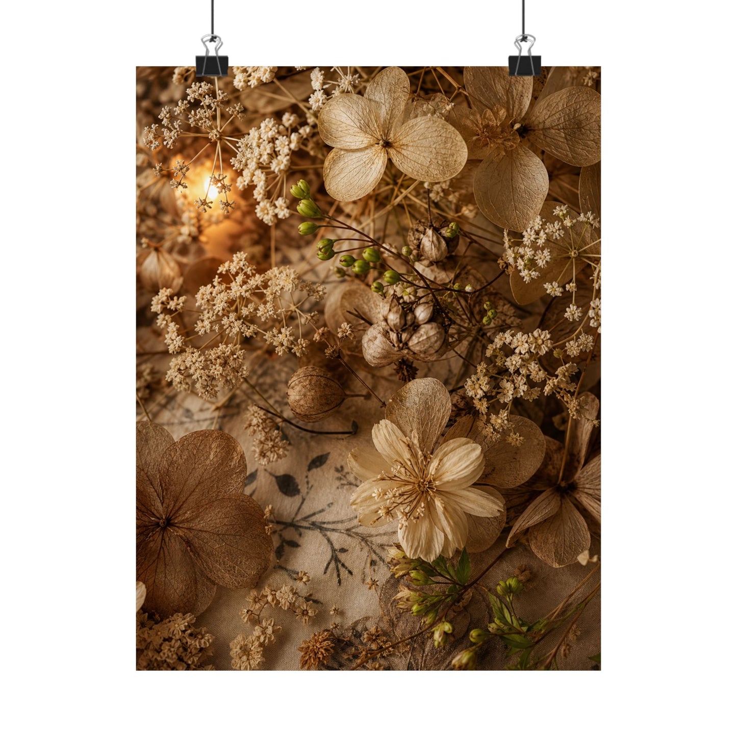 Candlelight Dried Flowers Wall Art Print - Japandi Fukinsei