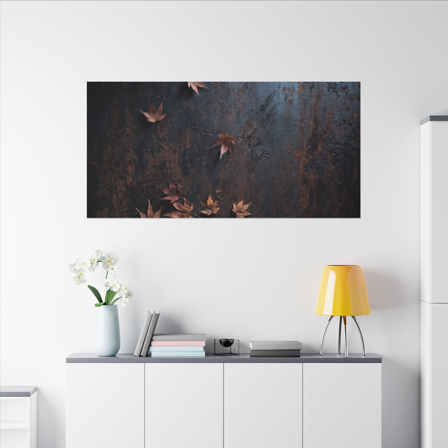 Moonlight Rust Patina Canvas Art - Dark Japandi Mono No Aware