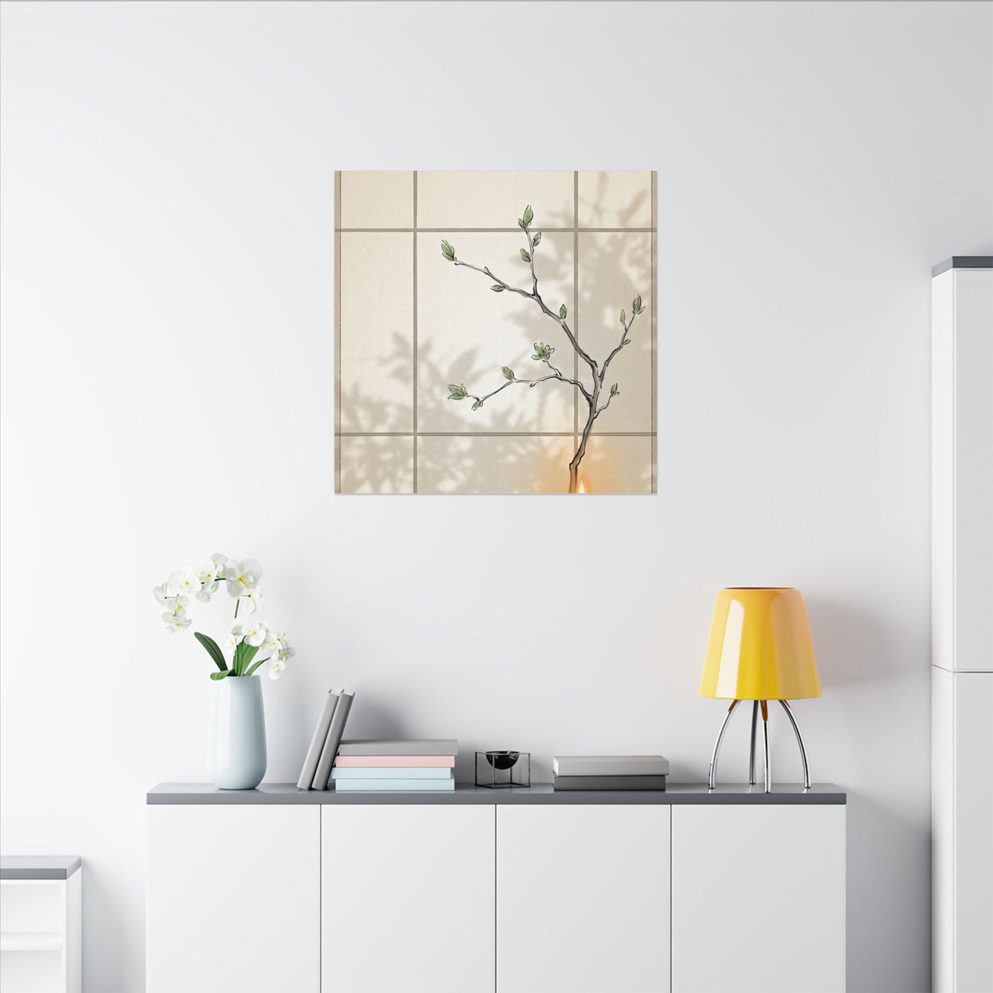 Shoji Screen Spring Canvas Art | Japandi Cozy Design