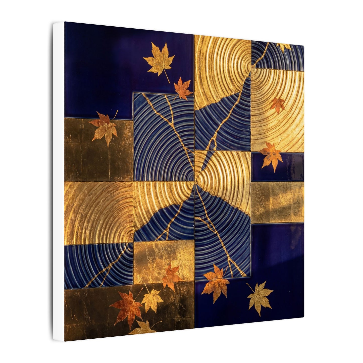 Autumn Water Ripple Crackle Gold Canvas Art | Artful Decor