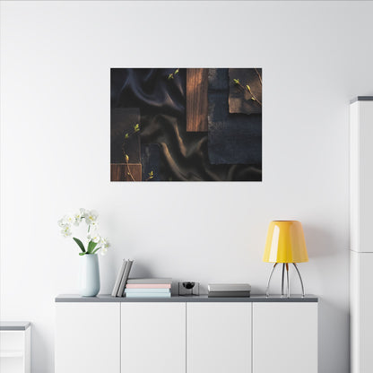 Silk Drape Spring Canvas Art | Dark Japandi Moody Design