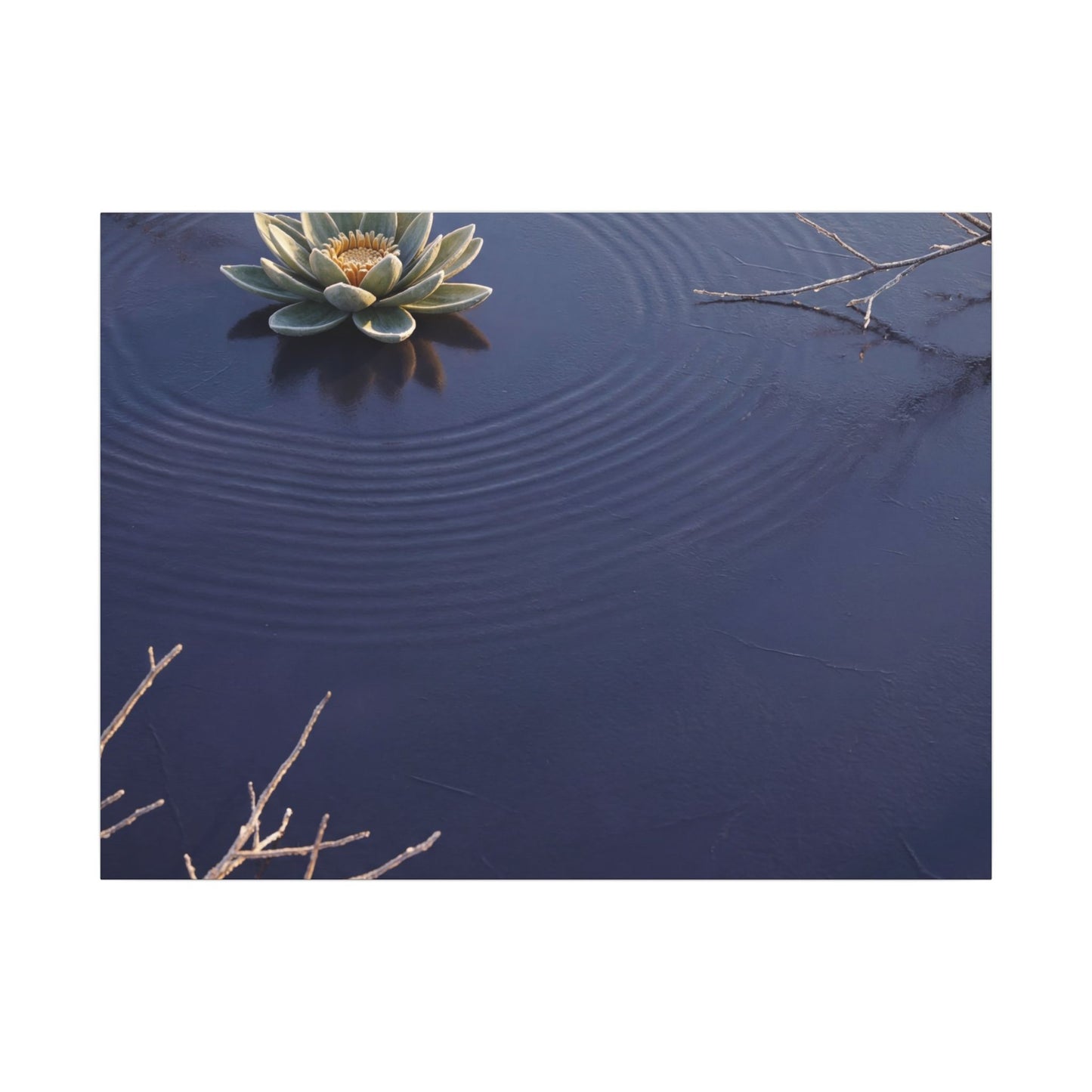 Lotus Flower Canvas Art | Winter Zen Karesansui Art