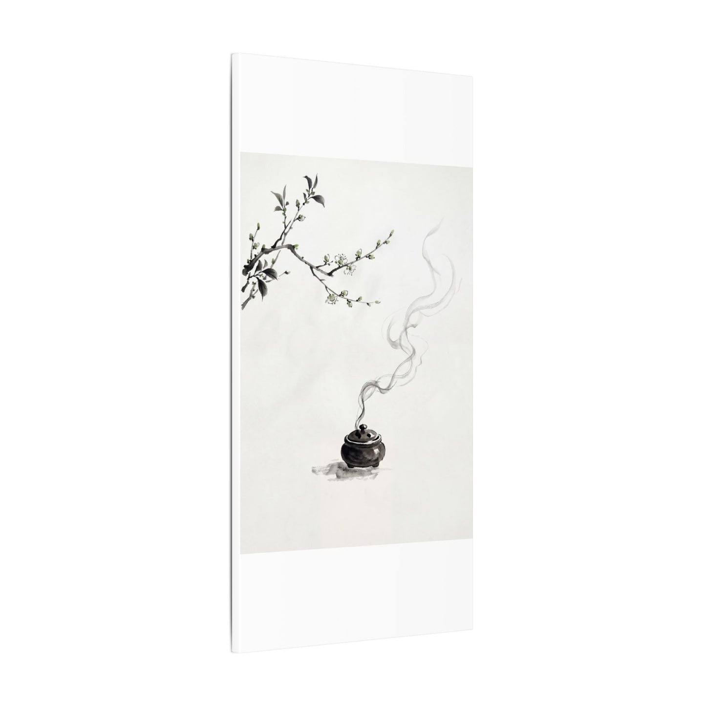 Calm Incense Smoke Canvas Art - Sumi E Zen