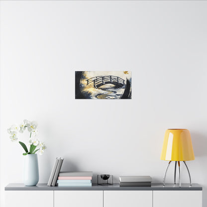 Winter Wooden Bridge Enso Canvas Art | Serene Decor