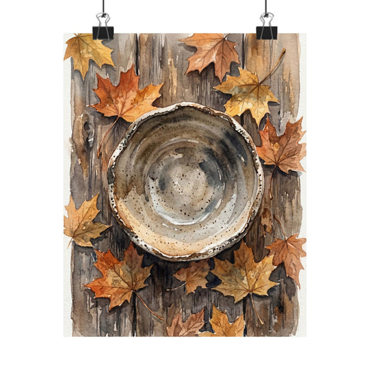Ceramic Bowl Watercolor Wall Art Print | Elegant Japandi Art