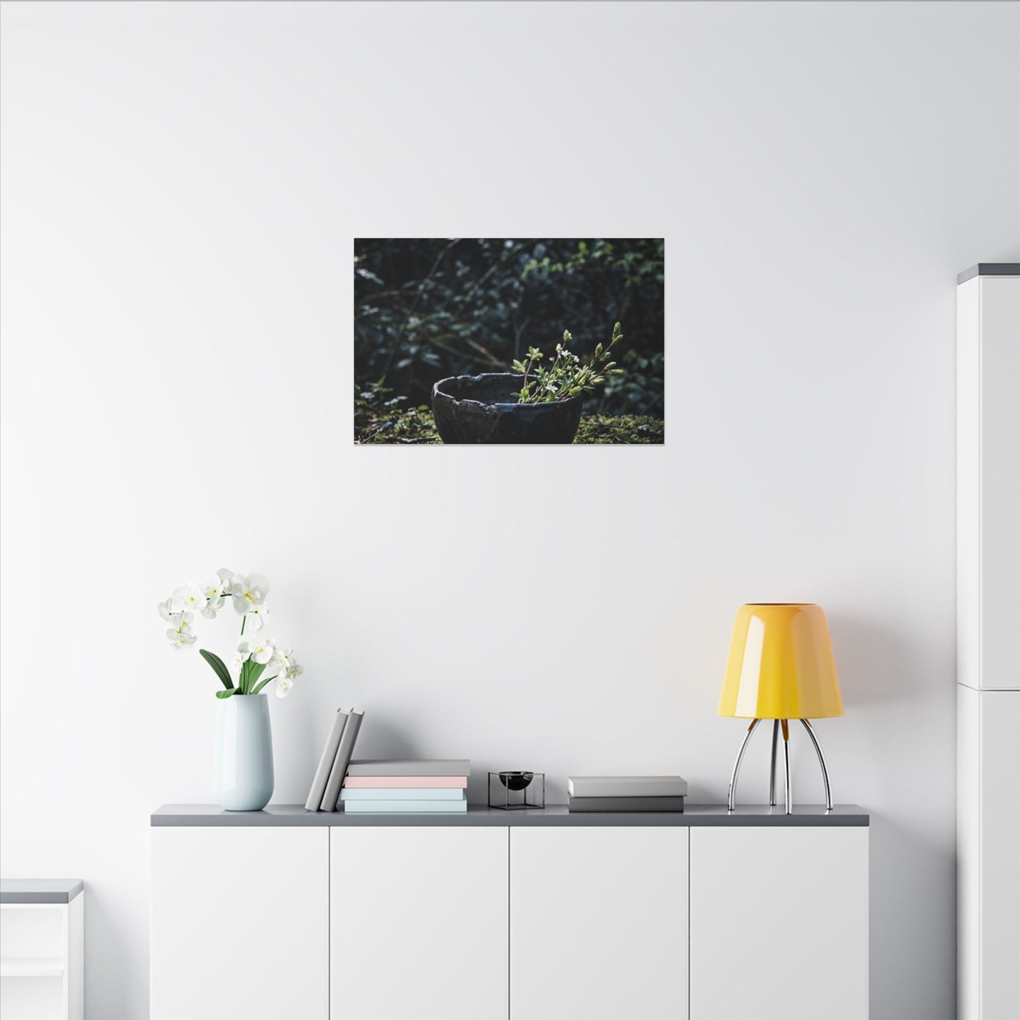 Dappled Ceramic Bowl Canvas Art - Dark Japandi Datsuzoku