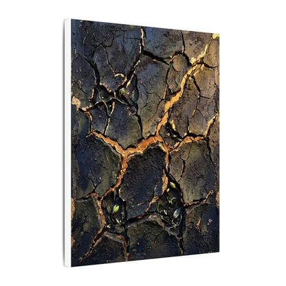 Cracked Earth Spring Canvas Art | Dark Japandi Atmospheric Design