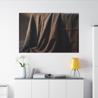 Silk Drape Canvas Art | Winter Dark Japandi Shadow Zen Art