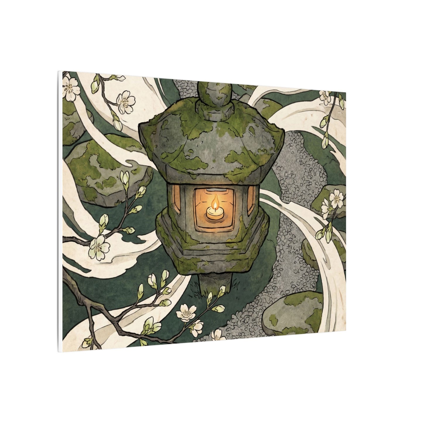 Zen Stone Lantern in Candlelight | Ukiyo E Inspired Canvas Art