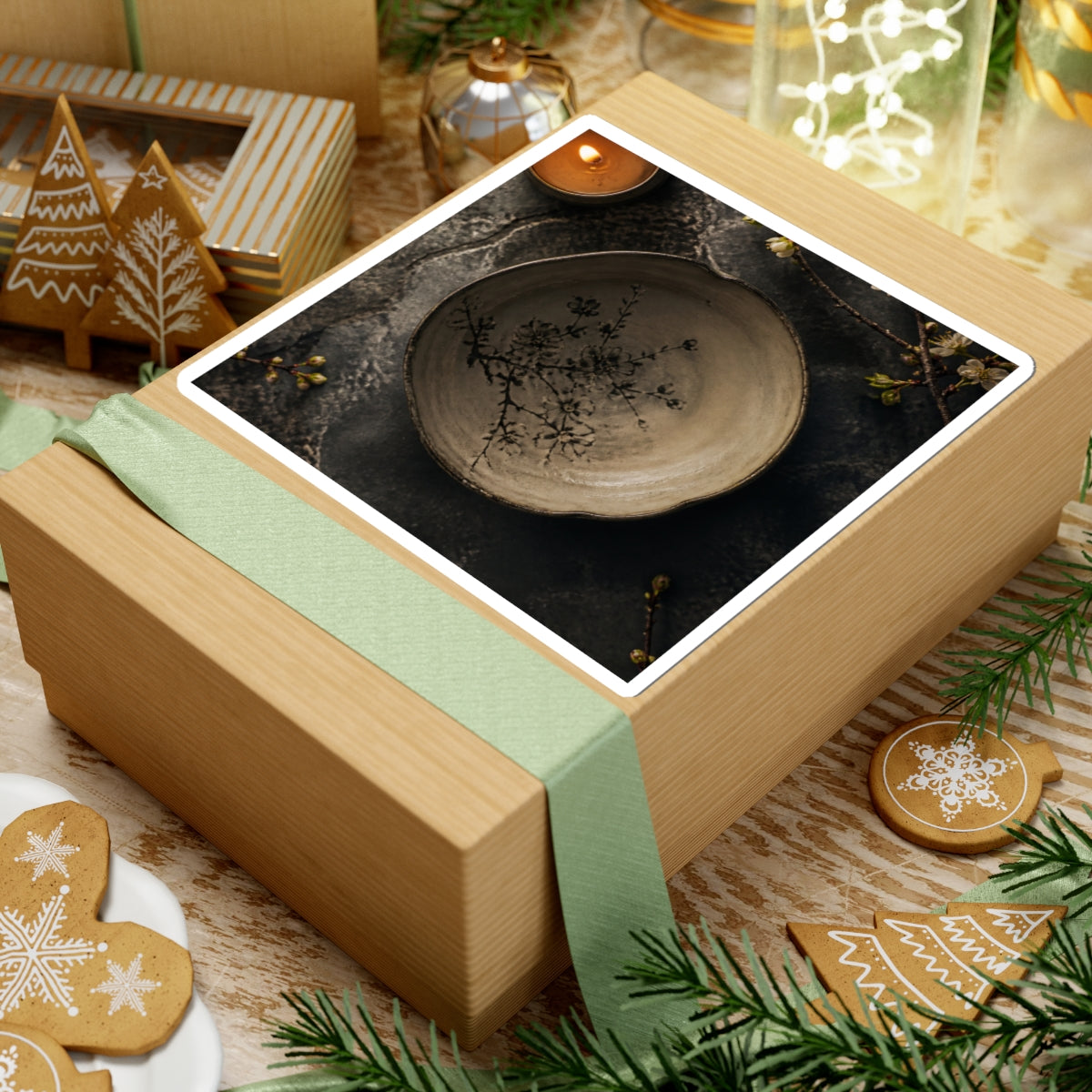 Ceramic Bowl Spring Sticker | Japandi Neutral Design