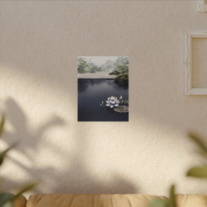Lotus Flower Karesansui Canvas Art | Tranquil Zen Art