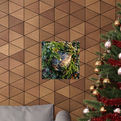 Winter Moss Close Up Gold Repair Wall Art Print | Beautiful Decor