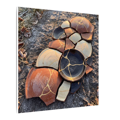 Winter Broken Pottery Gold Vein Canvas Art | Beautiful Decor