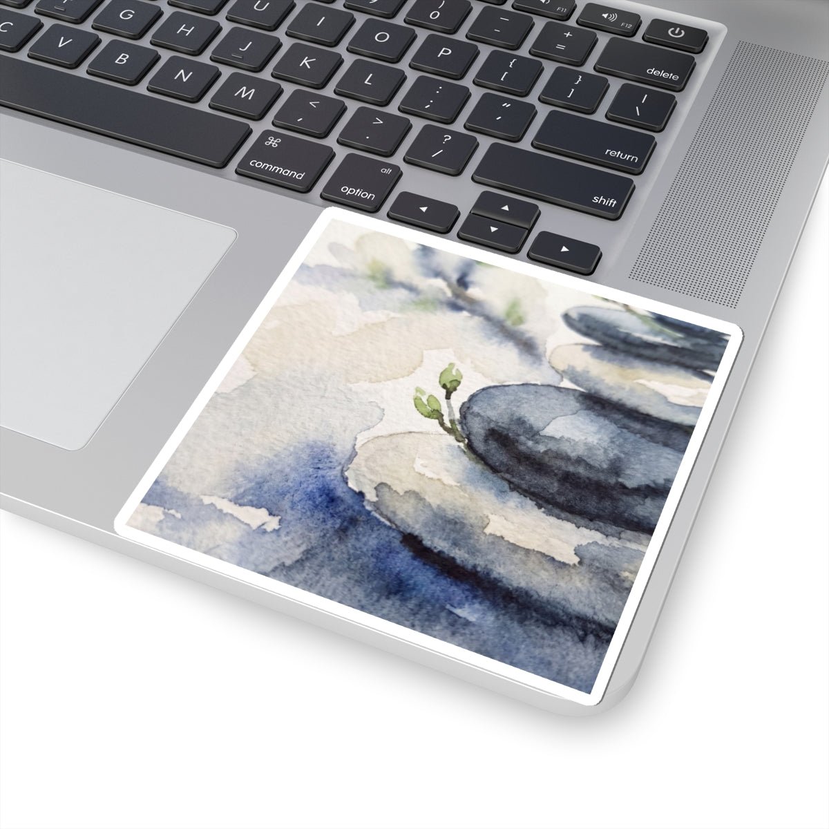 Mono No Aware River Stones Sticker - Japandi Watercolor