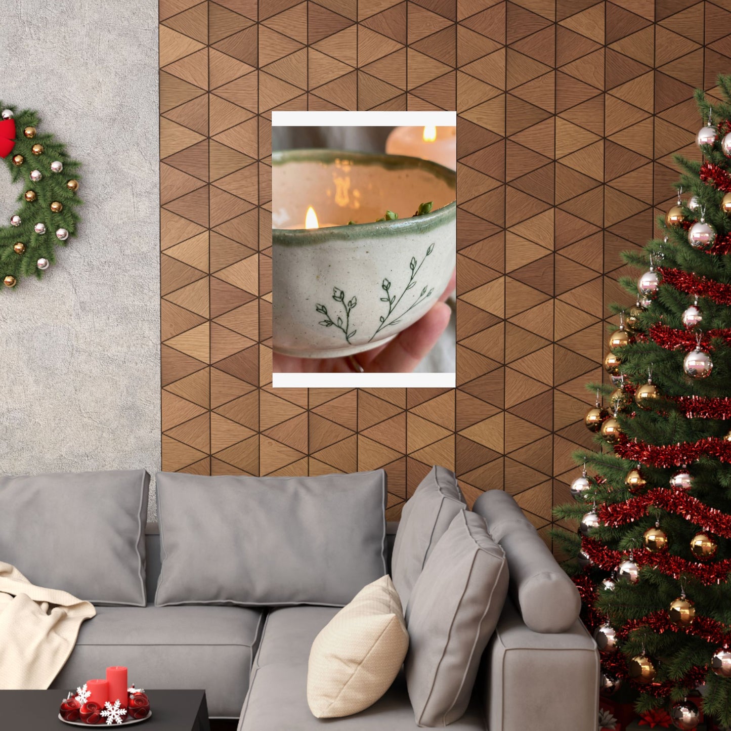 Candlelight Ceramic Bowl Wall Art Print - Japandi Seijaku