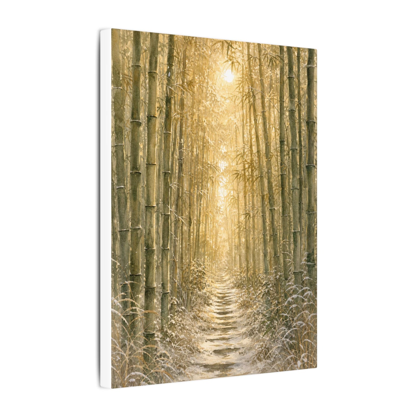 Bamboo Grove Winter Canvas Art | Japandi Elegant Design