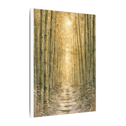 Bamboo Grove Winter Canvas Art | Japandi Elegant Design
