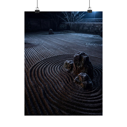 Bold Rock Garden Wall Art Print - Moody Minimal Dark Japandi