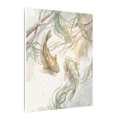 Koi Pond Canvas Art | Winter Japandi Watercolor Art