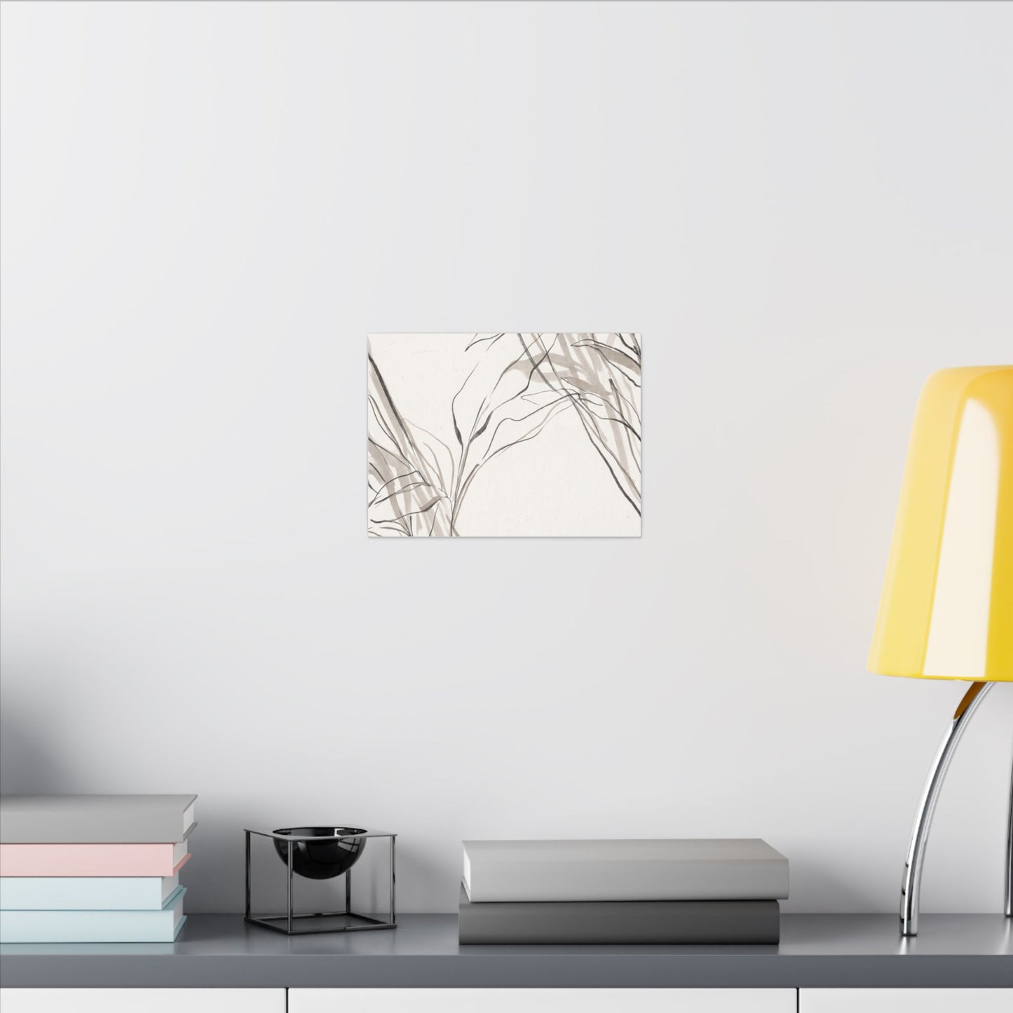 Neutral Shoji Screen Canvas Art - Minimal Line Japandi