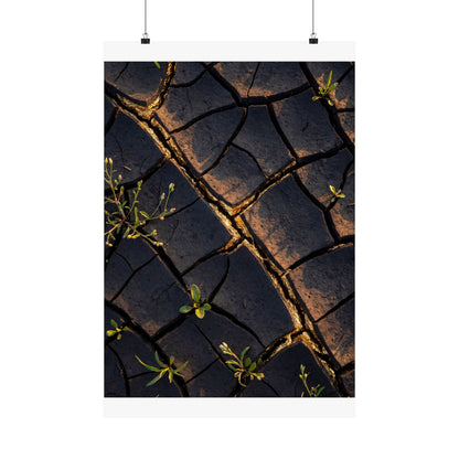 Cracked Earth Gold Vein Wall Art Print | Philosophical Kintsugi Art