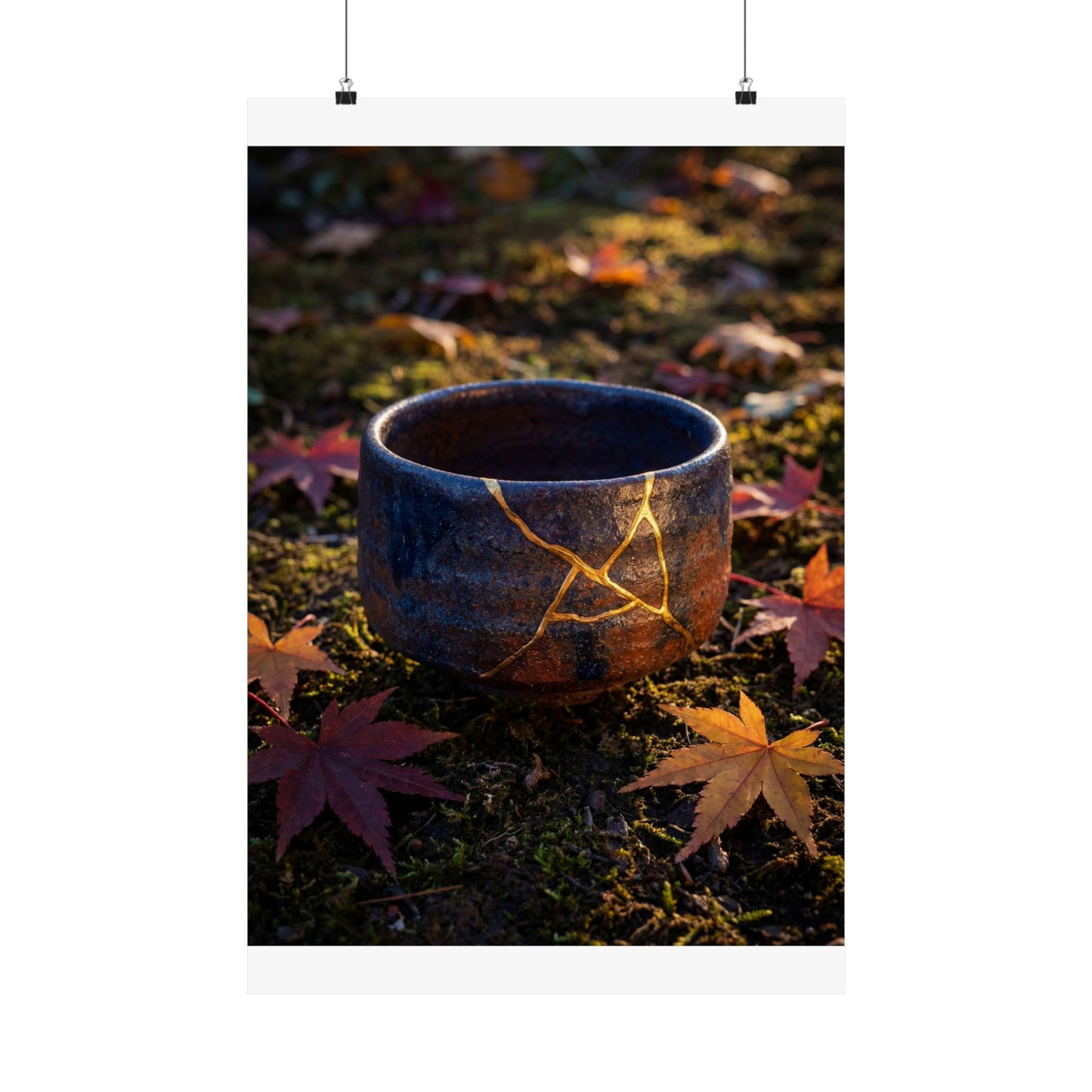 Moonlit Garden Wall Art Print | Autumn Kintsugi Gold Repair Art Art Print