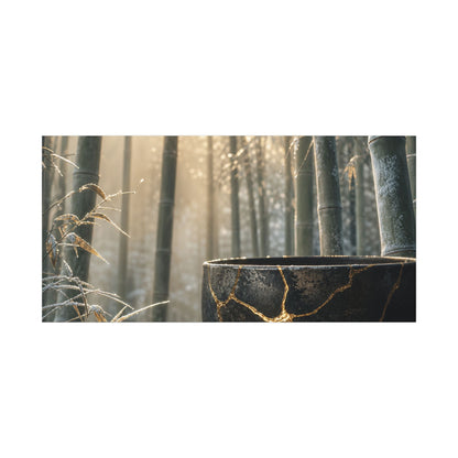 Fukinsei Bamboo Grove Canvas Art - Kintsugi Gold Repair
