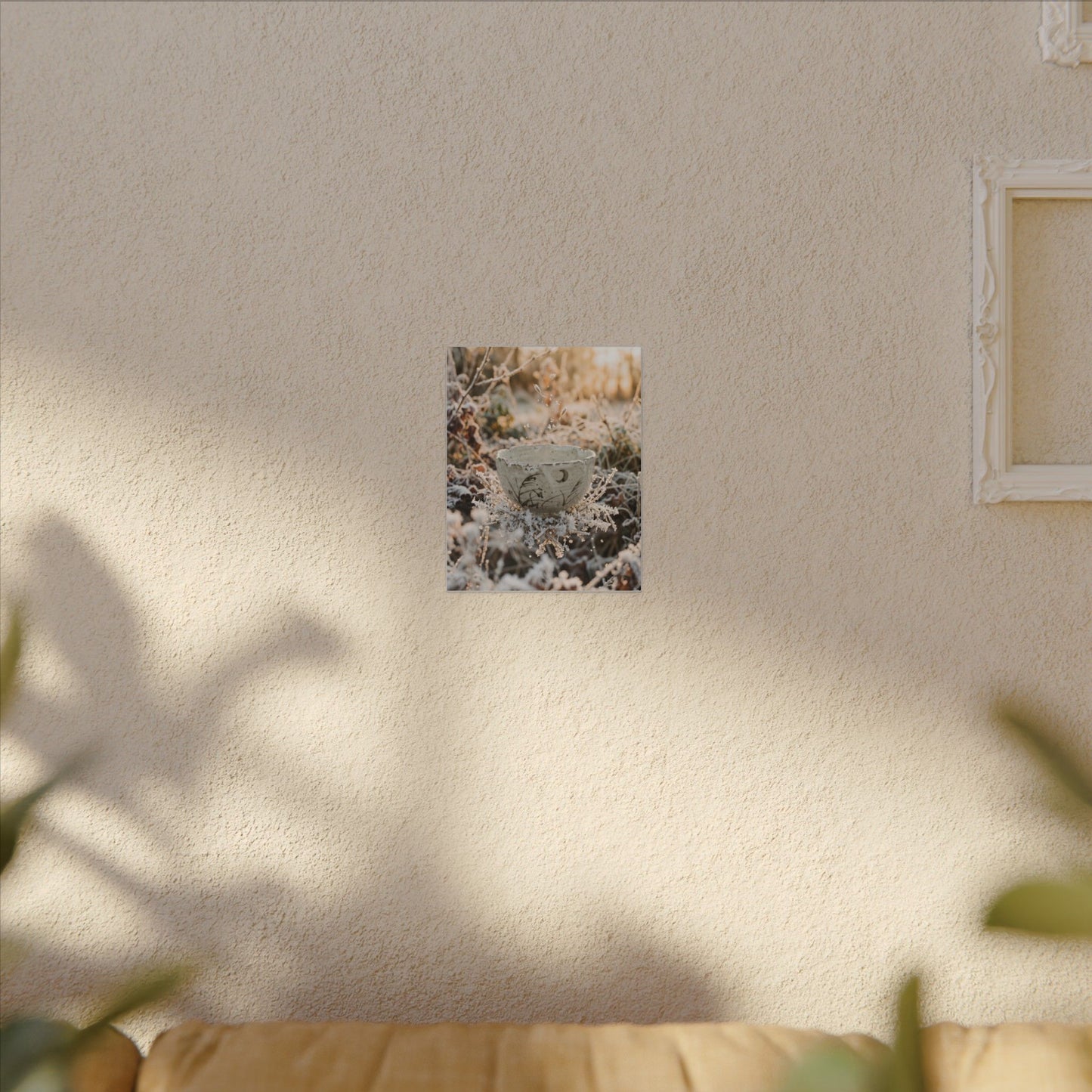 Japandi Ceramic Bowl in Golden Hour | Japanese Pattern Canvas Art