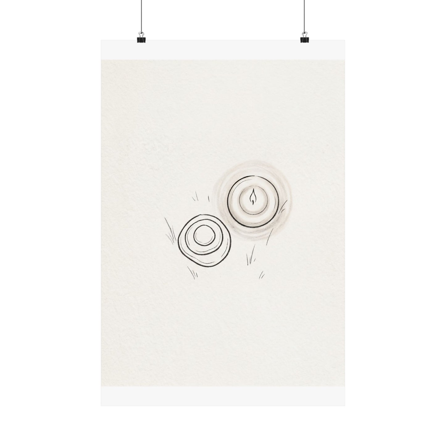 River Stones Minimal Line Wall Art Print | Neutral Japandi Art