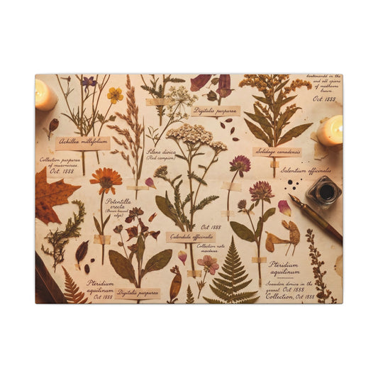 Cottagecore Dried Flowers in Candlelight | Herbarium Canvas Art