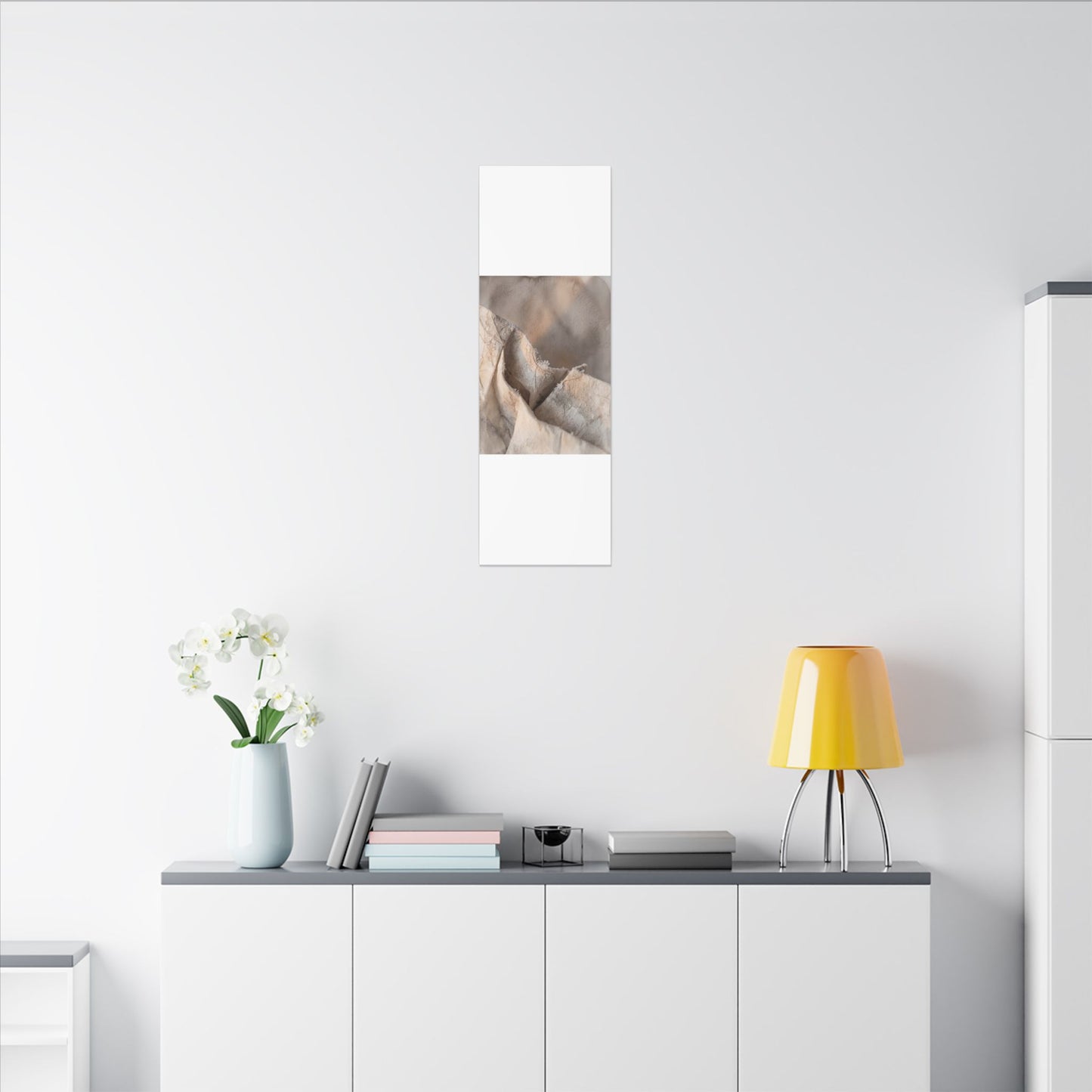 Japandi Paper Fold in Candlelight | Watercolor Canvas Art