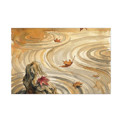 Autumn Rock Garden Watercolor Canvas Art | Neutral Decor