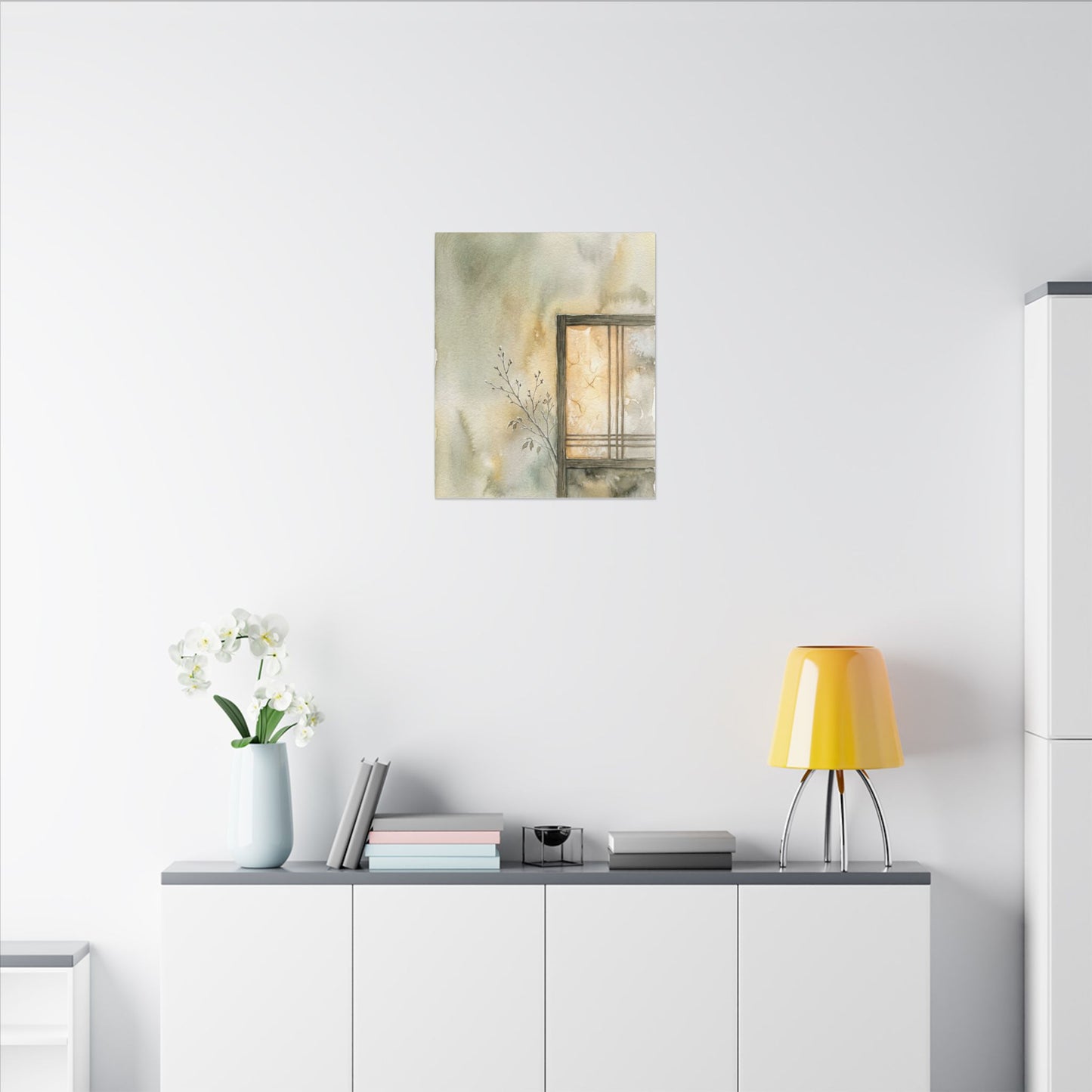 Ma Shoji Screen Canvas Art - Japandi Watercolor