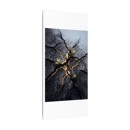 Ma Cracked Earth Canvas Art - Dark Japandi Charcoal Ink