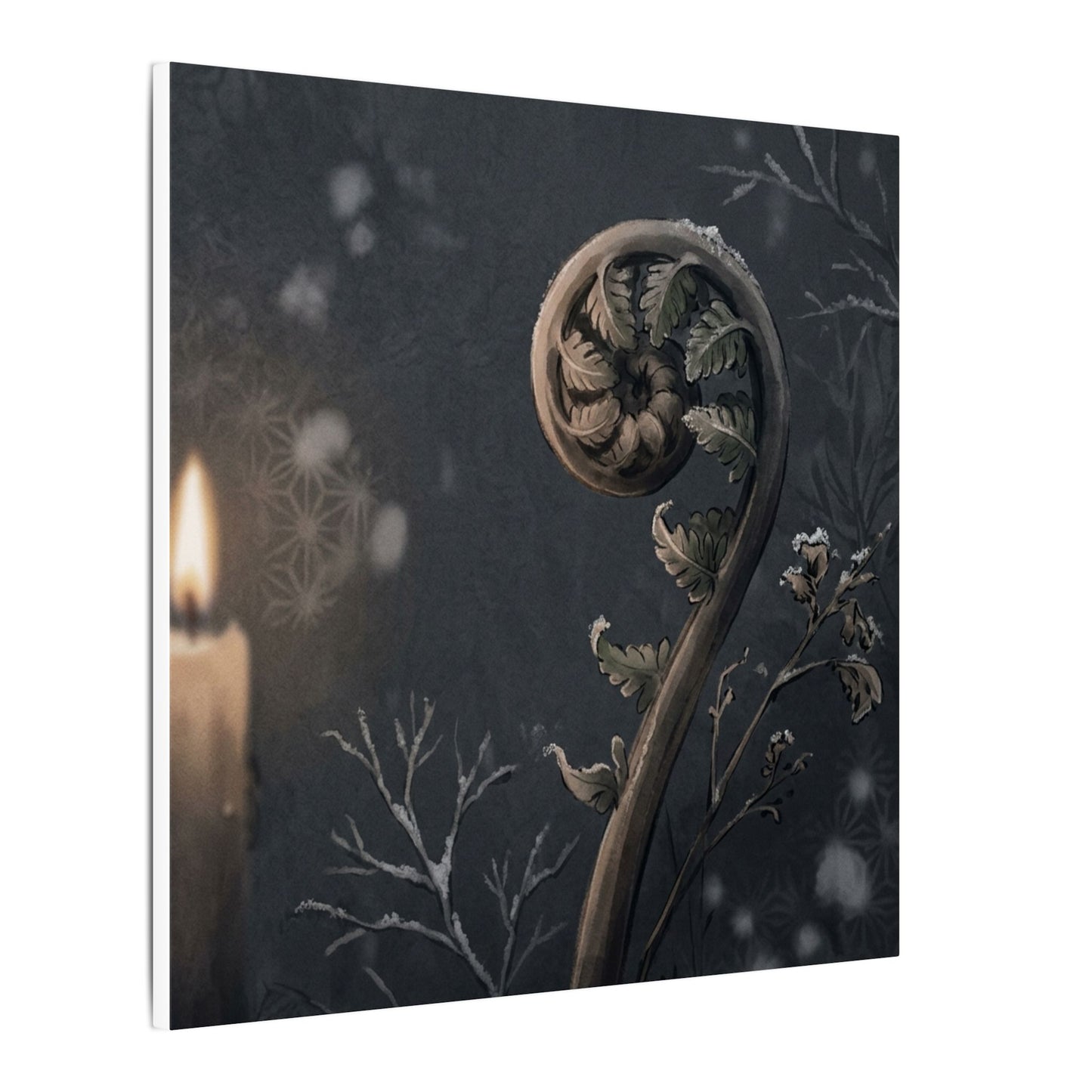 Candlelight Fern Unfurling Canvas Art - Japandi Ma