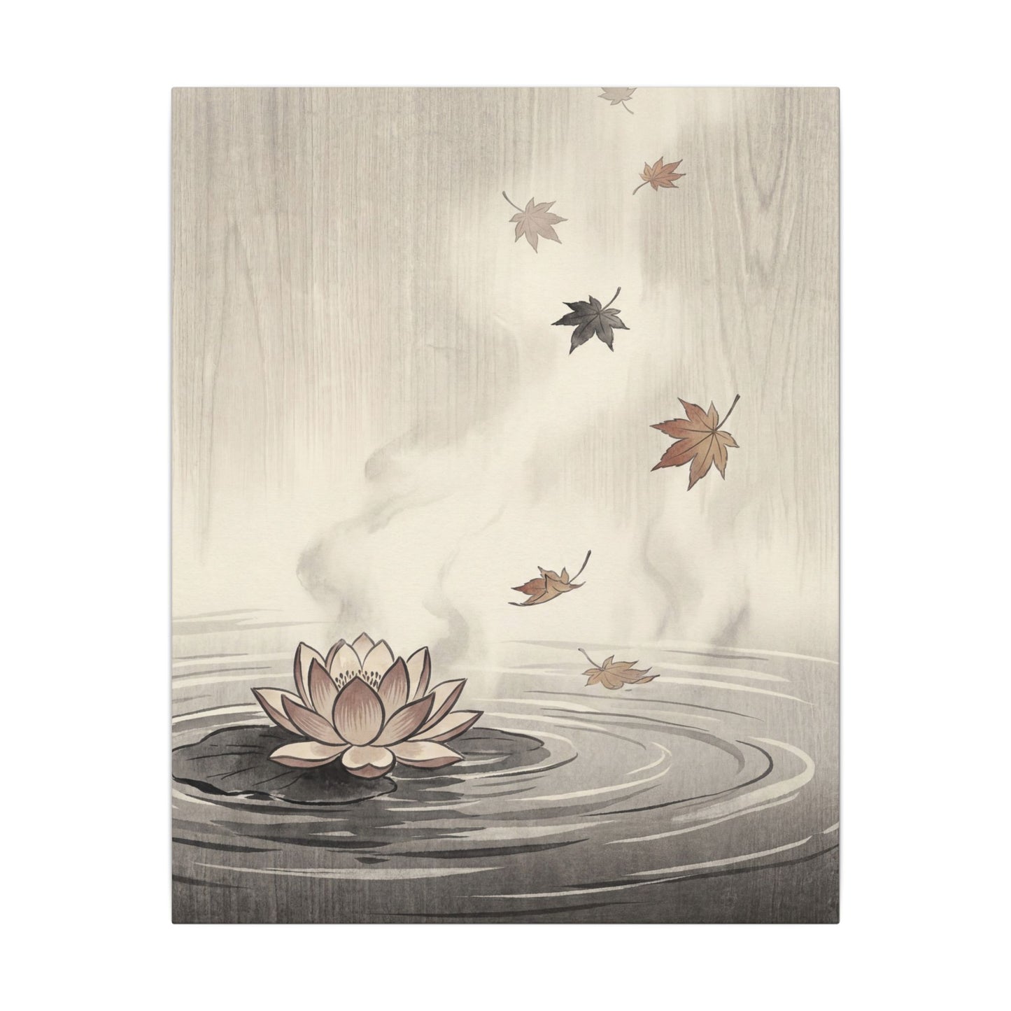 Lotus Flower Canvas Art | Autumn Zen Ukiyo E Inspired Art