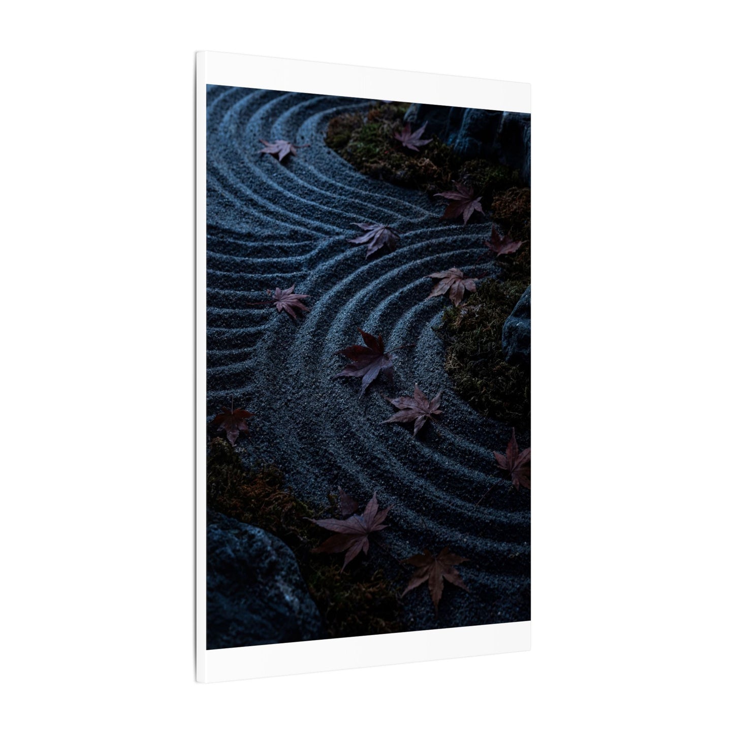 Rock Garden Canvas Art | Autumn Dark Japandi Dark Texture Art