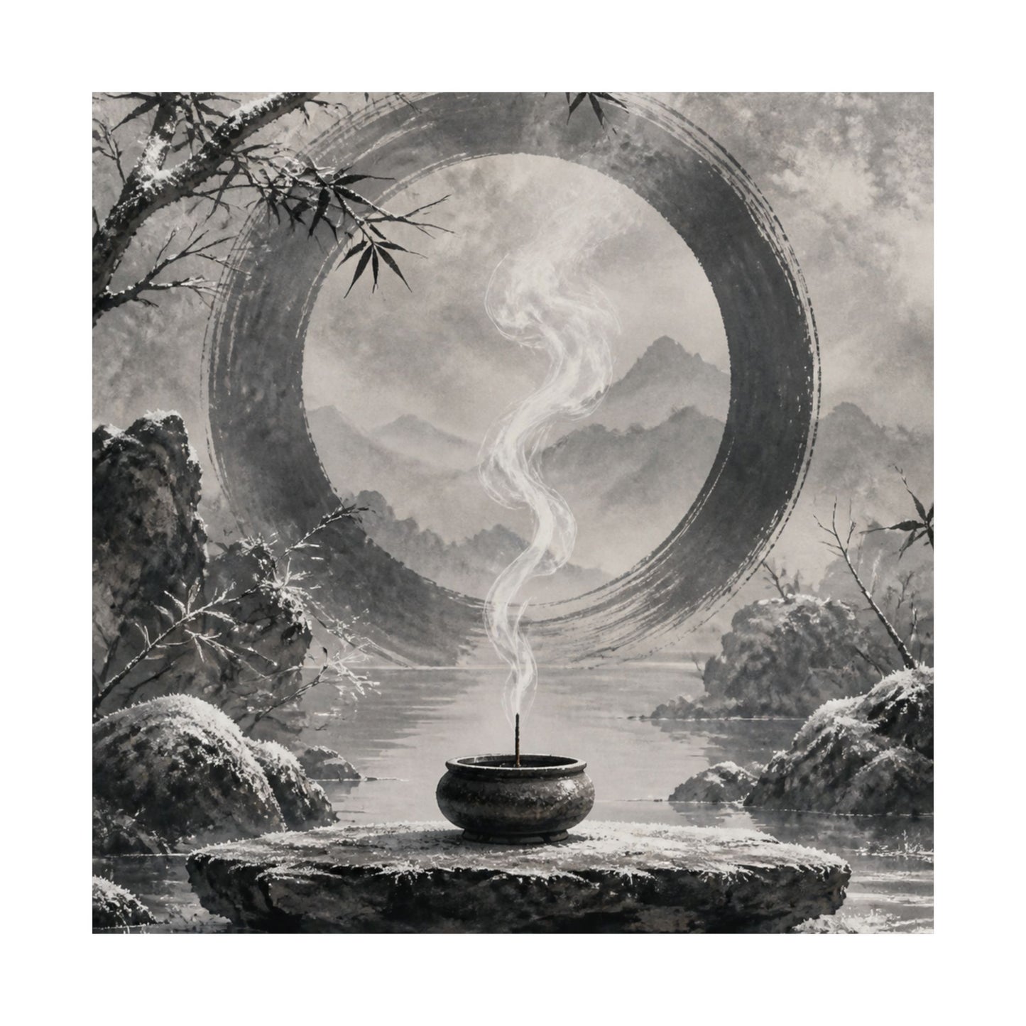 Dappled Incense Smoke Wall Art Print - Zen Seijaku