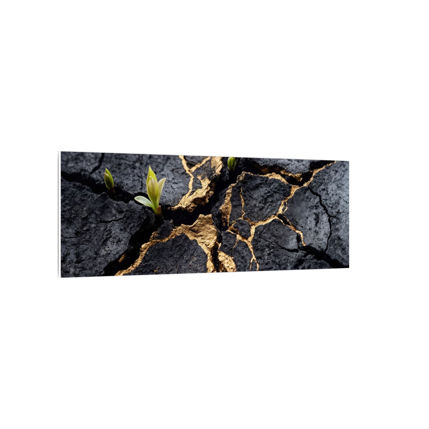 Ma Cracked Earth Canvas Art - Dark Japandi Charcoal Ink