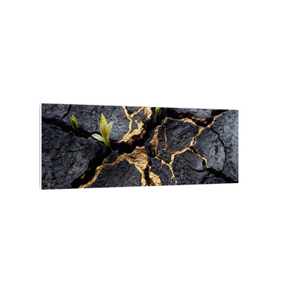 Ma Cracked Earth Canvas Art - Dark Japandi Charcoal Ink