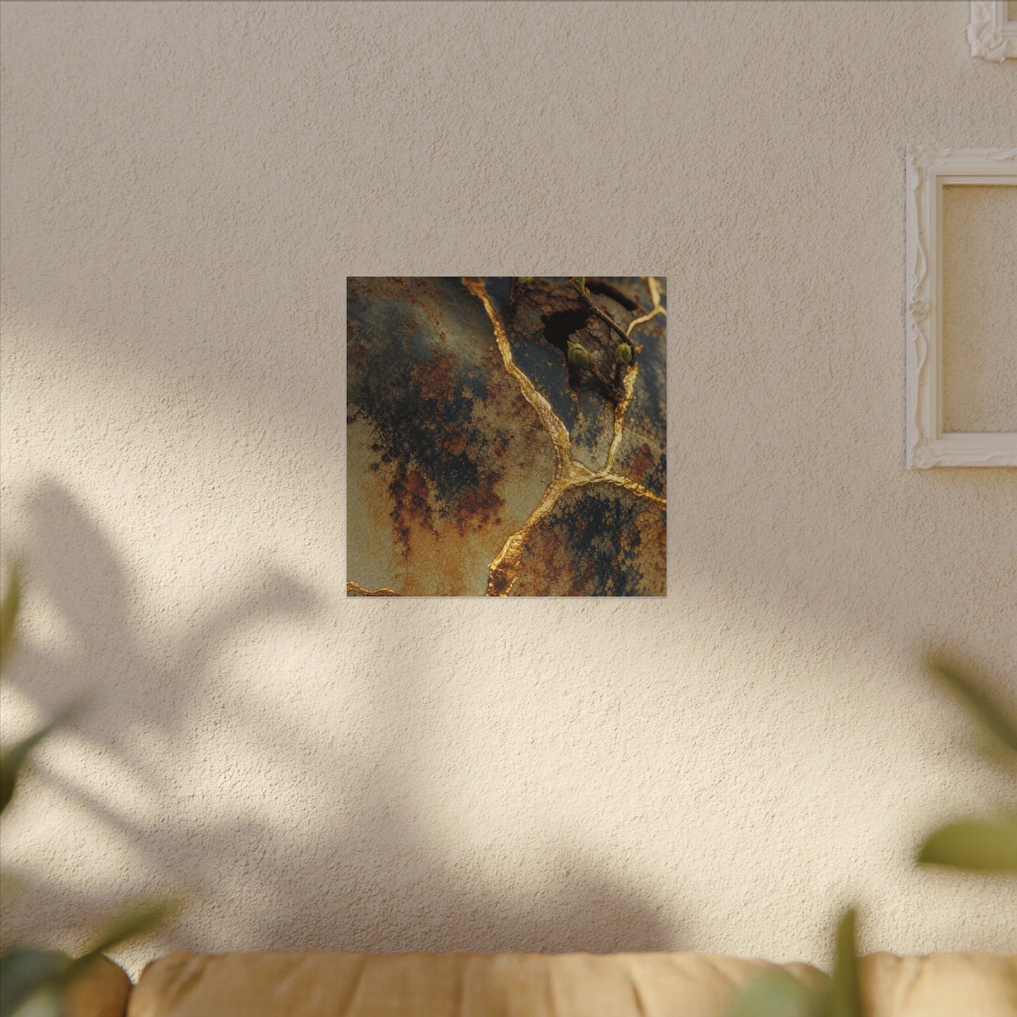 Datsuzoku Rust Patina Canvas Art - Kintsugi Crackle Gold