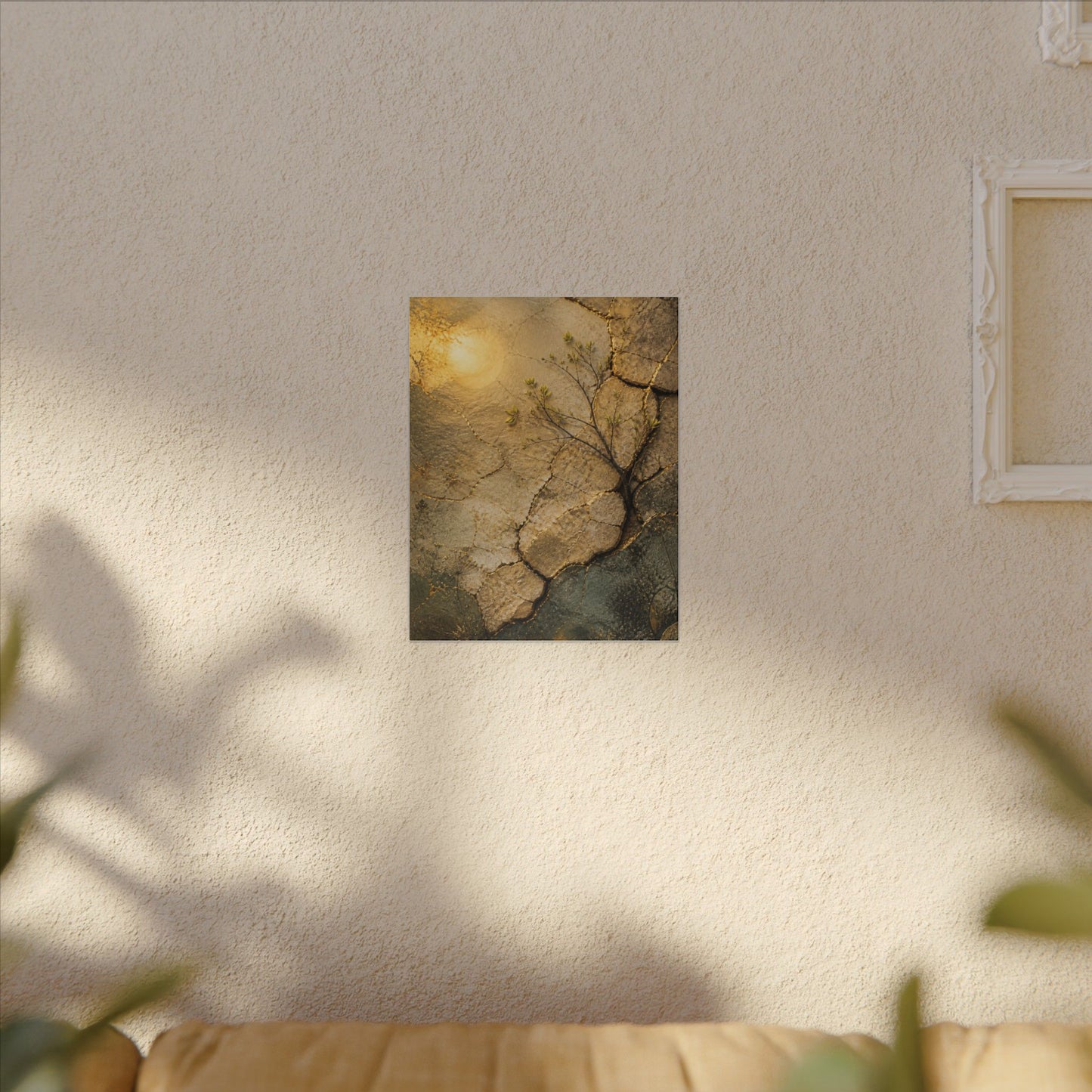 Cracked Earth Spring Canvas Art | Japandi Warm Design