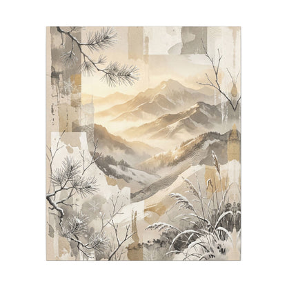 Shibui Mountain Mist Canvas Art - Japandi Japanese Pattern